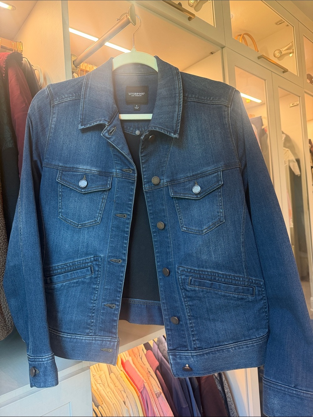 Liverpool Dark Blue Denim Jacket with Button Front